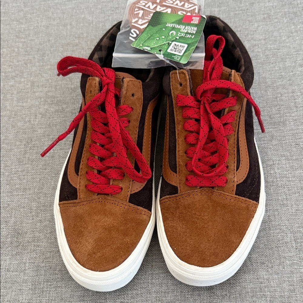 Vans Old Skool Men's Brown and Red Suede Sneakers